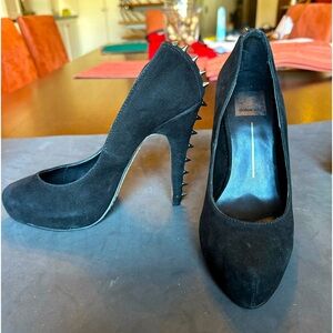 Dolce Vita Punk/Rock n Roll Black Suede Leather Pumps with Spikes Up Heel Sz. 7
